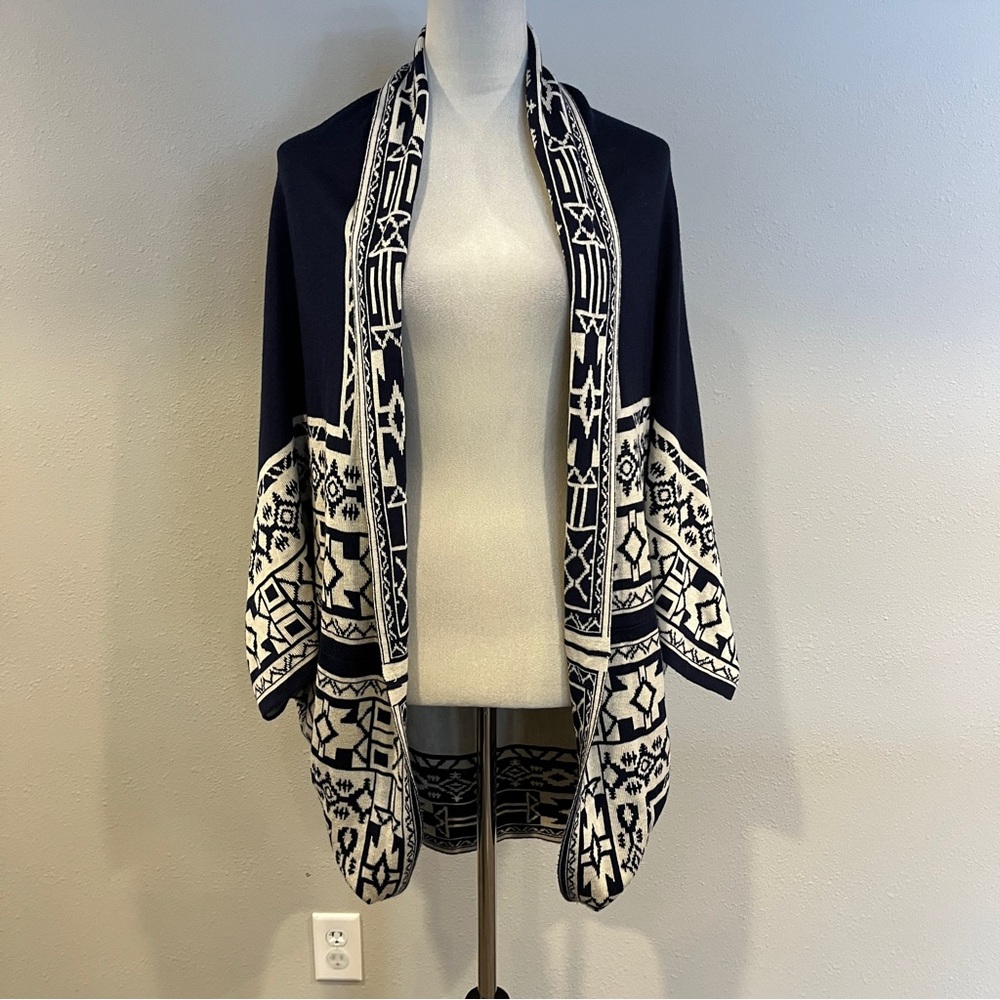 Xhilaration Navy and Cream reversible plus size cardigan Sweater size XL
